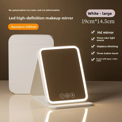 Folding LED Makeup Mirror with Adjustable Light