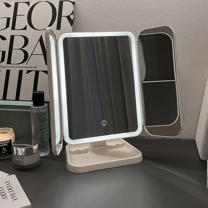 LED Makeup Mirror with Light Foldable Desktop