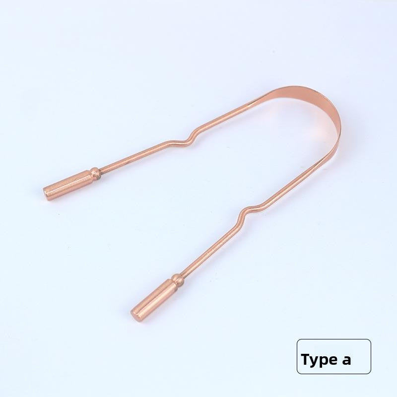 Copper Tongue Scraper with Silicone Bristles