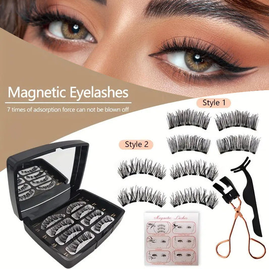New 5 Magnetic False Eyelashes with Clip Set