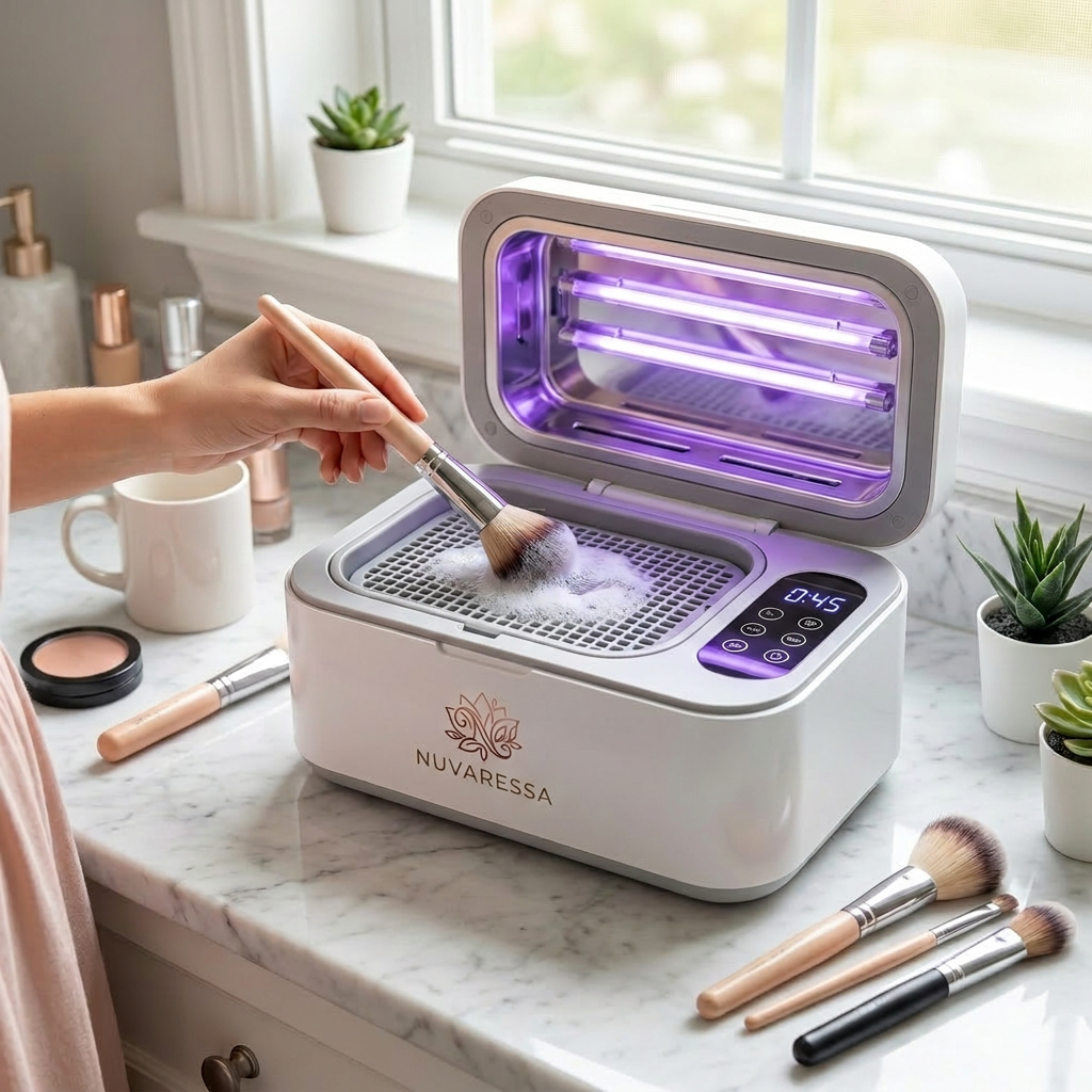 Nuvaressa 5-in-1 Electric Brush Cleaner — in use