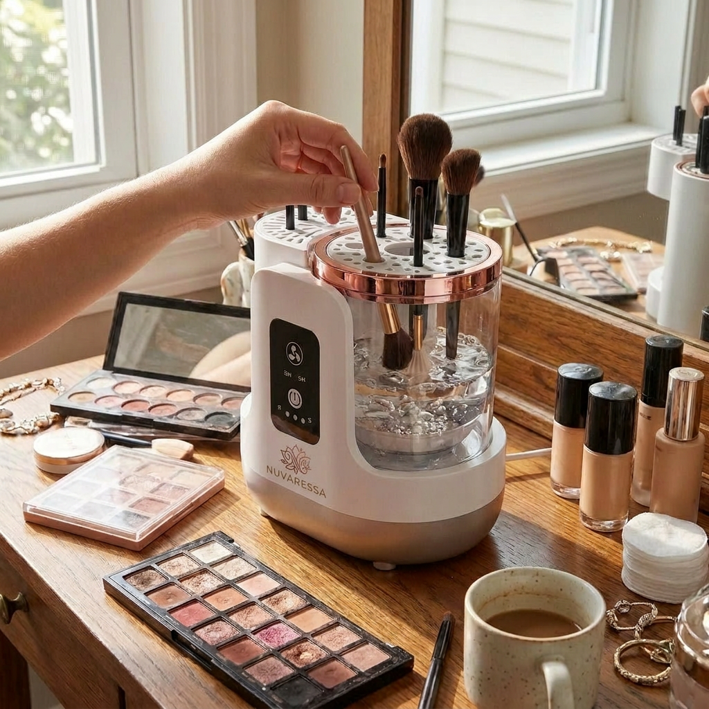 Nuvaressa Rechargeable Brush Cleaner — in use