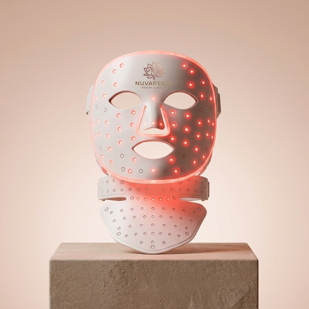 Nuvaressa Red & Blue Light Therapy Mask - pedestal display