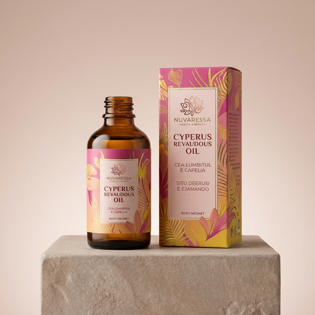 Nuvaressa Hair Removal Essential Oil - pedestal display