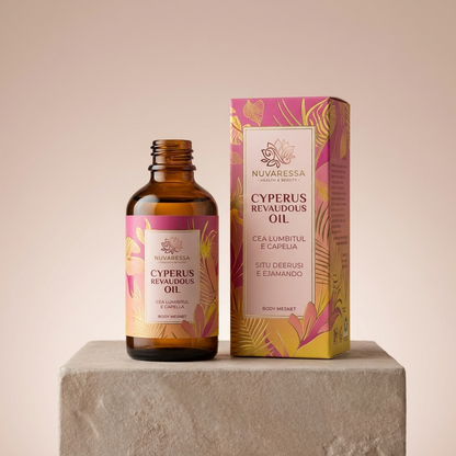 Nuvaressa Hair Removal Essential Oil - pedestal display