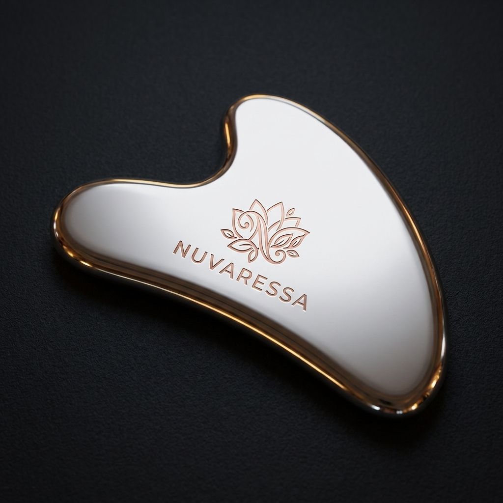 Nuvaressa Stainless Steel Heart Gua Sha - close-up detail