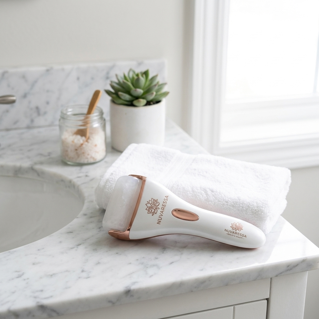 Nuvaressa Silicone Ice Roller Gua Sha Set - vanity display