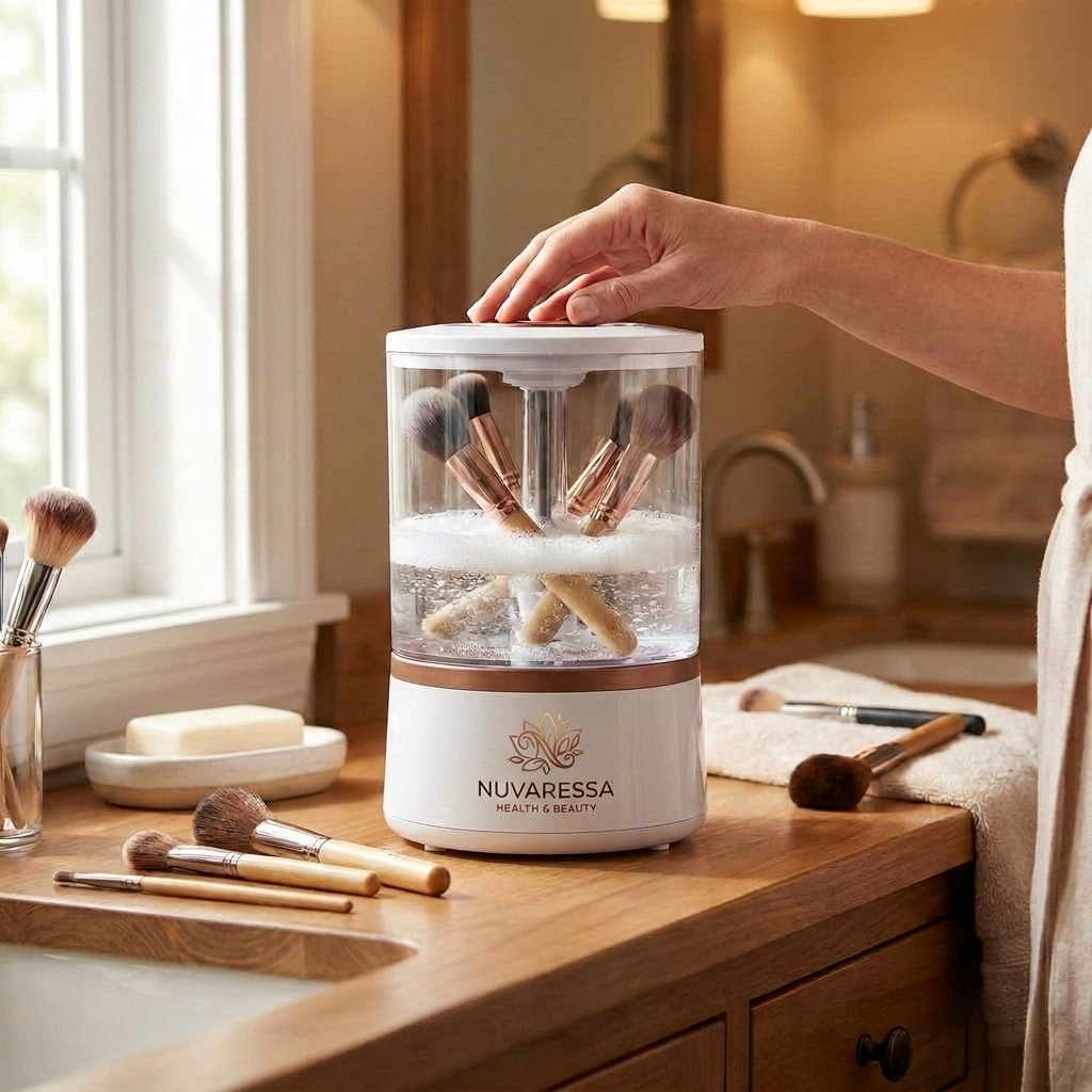 Nuvaressa Automatic Brush Cleaner and Dryer in use