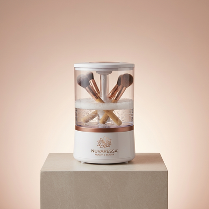 Nuvaressa Automatic Brush Cleaner and Dryer on a stone pedestal