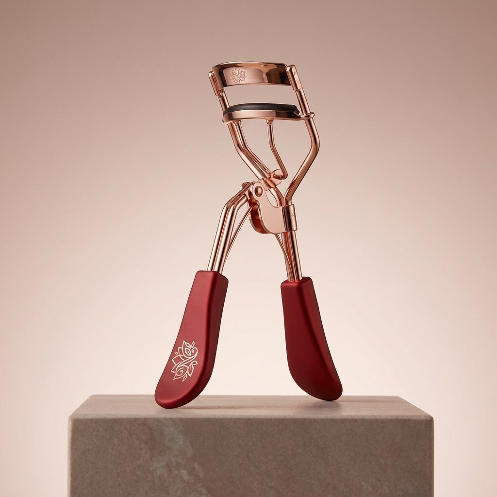Nuvaressa Classic Eyelash Curler on a stone pedestal