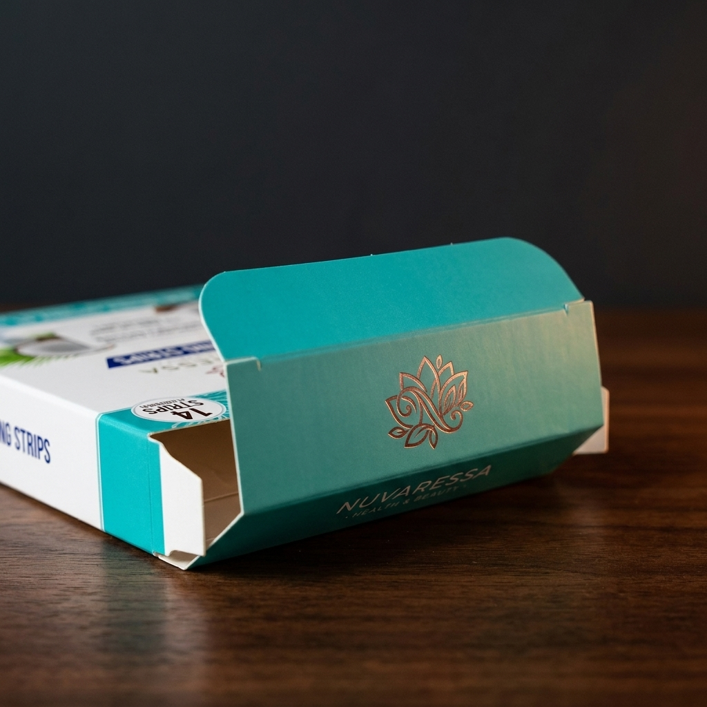 Close-up of the Nuvaressa Coconut Teeth Whitening Strips
