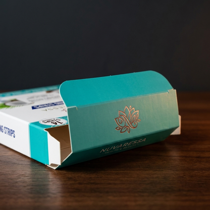 Close-up of the Nuvaressa Coconut Teeth Whitening Strips