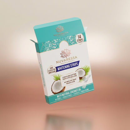 Nuvaressa Coconut Teeth Whitening Strips floating hero shot