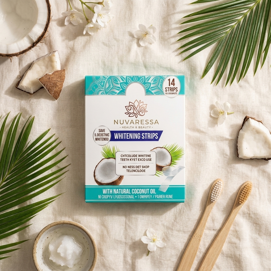 Nuvaressa Coconut Teeth Whitening Strips flat-lay