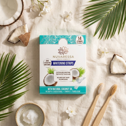 Nuvaressa Coconut Teeth Whitening Strips flat-lay