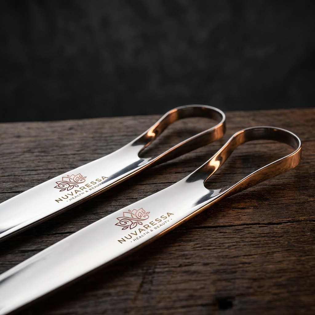Nuvaressa™ Stainless Steel Tongue Scraper - close-up detail