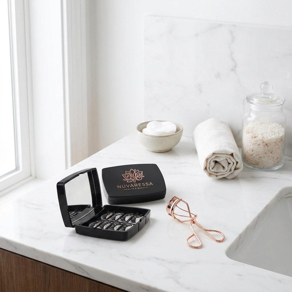 Nuvaressa™ Magnetic Eyelash Set with Clip - marble vanity