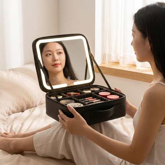 Nuvaressa™ LED Makeup Mirror Bag - lifestyle in use