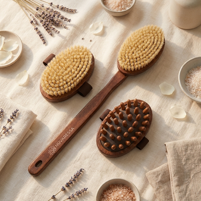 Nuvaressa™ Boar Bristle Dry Body Brush - flat-lay